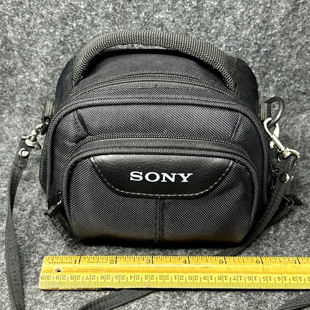 Sony Compact Camera Bag Black Padded Carry Case with Front Pockets & Strap